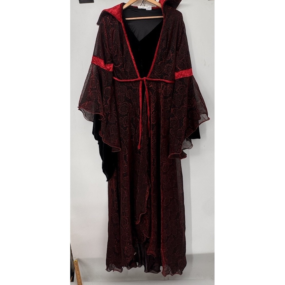 Spirit Vampiress Halloween Costume Red Black Long Lace Dress Womens Plus to 16